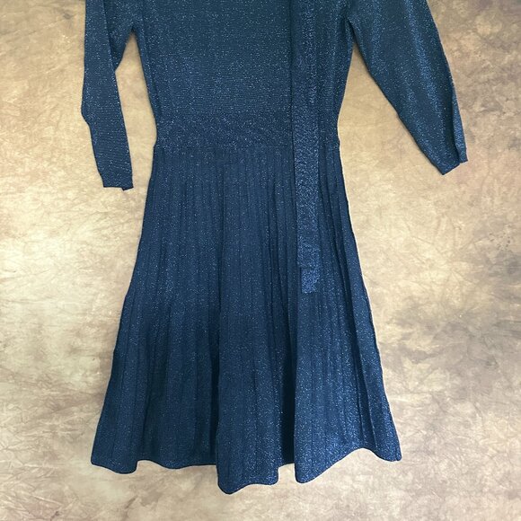 Nanette by Nanette Lepore Fit Flare Sparkle Navy Blue Dress Size Small & Pleats - Picture 4 of 4
